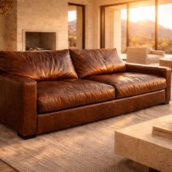 Restoration Hardware (RH) Maxwell Leather Sofa. 