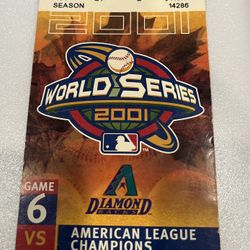 World Series Ticket 2001 Diamondbacks  Vs New York Yankees