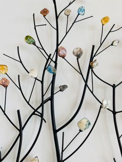 Antique ornament. “Tree of Prosperity” brings you good luck. High-quality metal and multiple multicolor “gem” stones. Designer hand made. New. 31”x31”