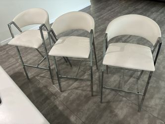 3 White Modern Barstools Good Condition