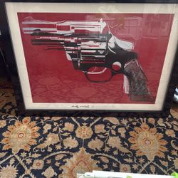 Andy Warhol Collection Gun, Pistol, Print Framed 43x33 Art