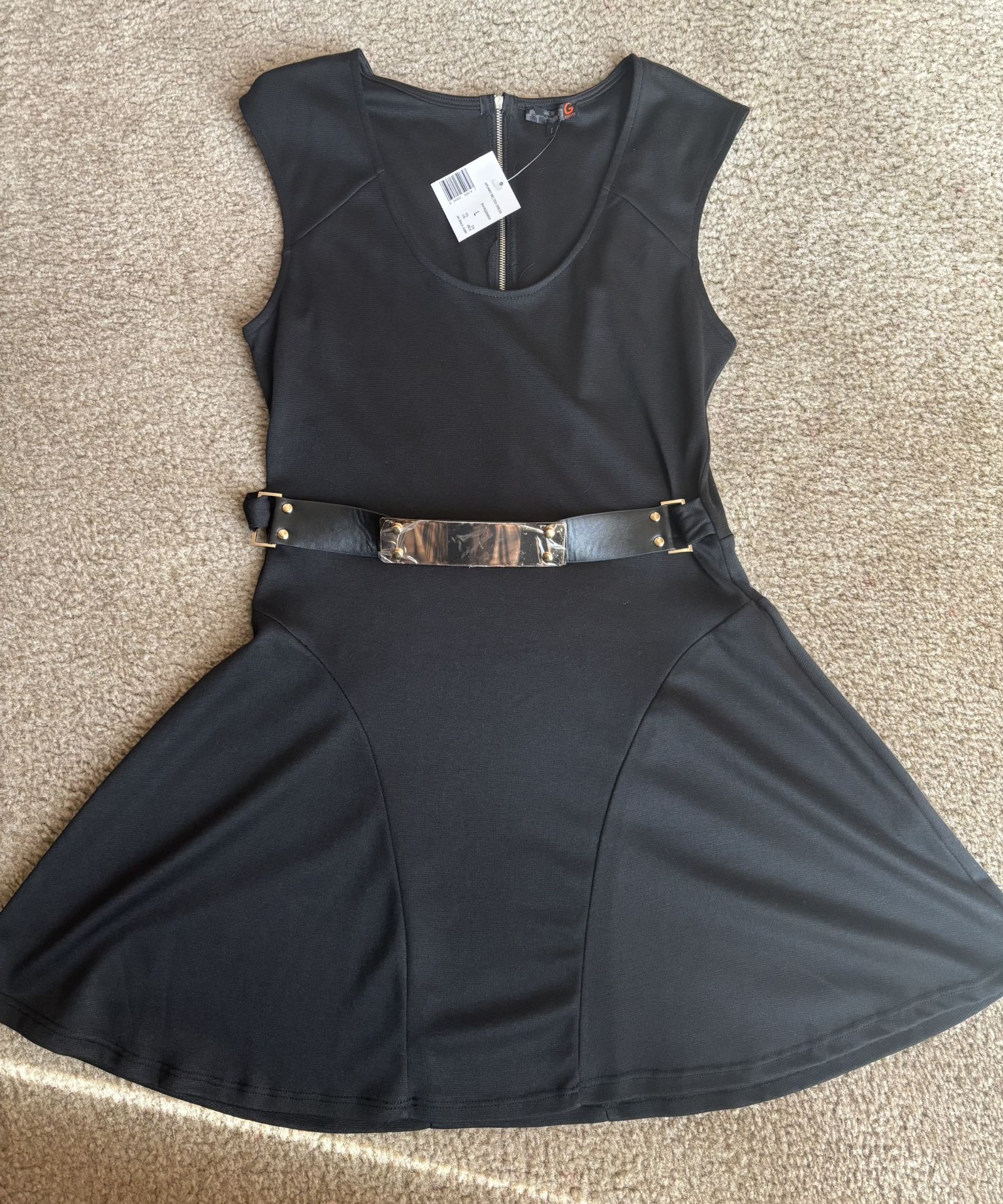 Black Little Dress With Gold Belt 