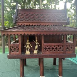 Buddhist Thai Spirit House San Phra Phum Shrine Altar Teak Wood 