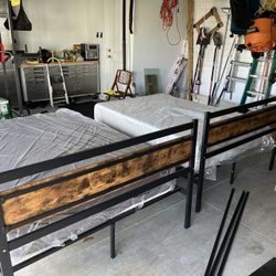 🔥 Modern Wood & Metal Platform Bed Frames w/ Mattresses – Gently Used, Adult Owned ($400 Each OBO) 