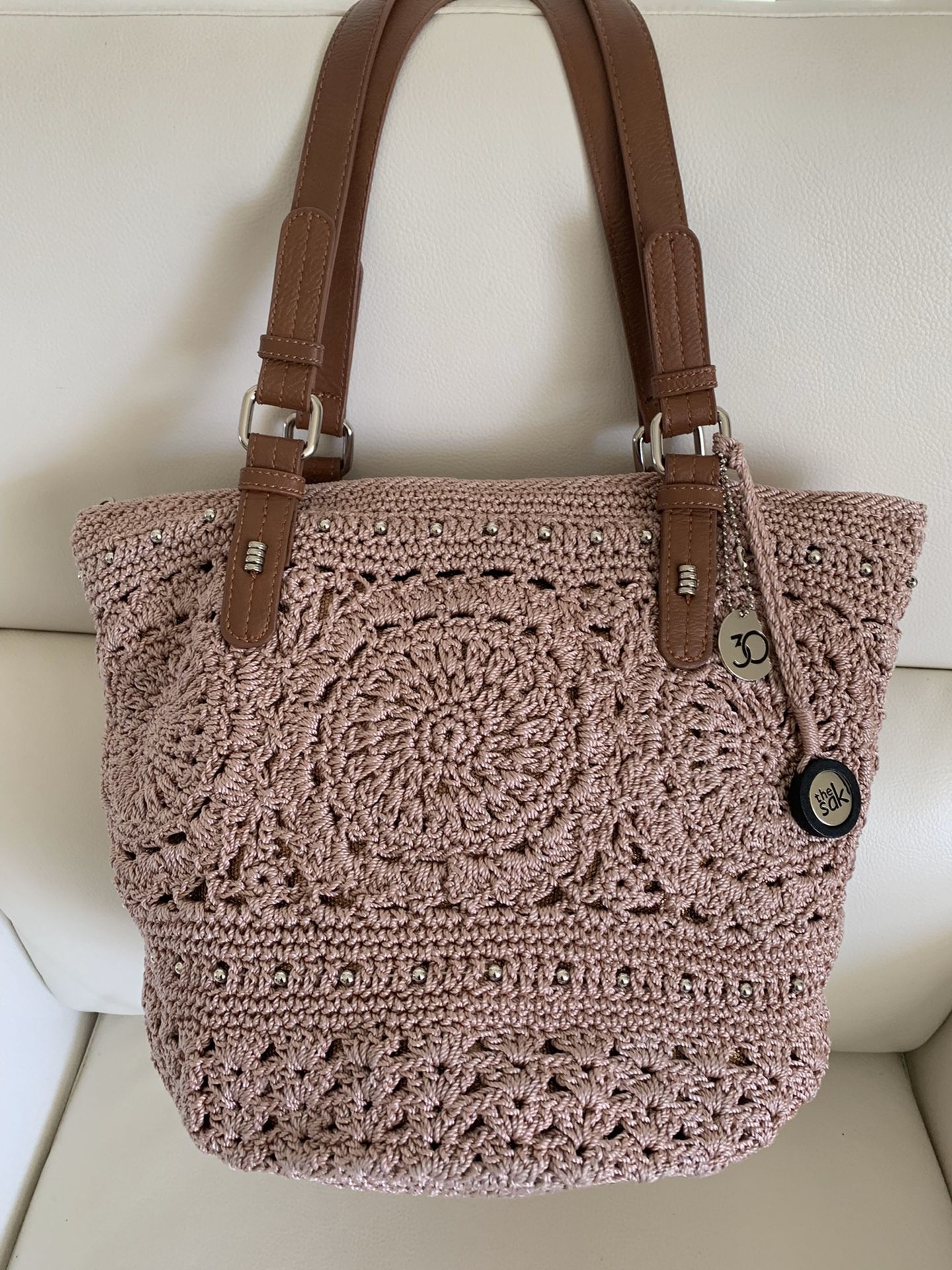 The Sak Silverlake Crochet Tote In Mauve