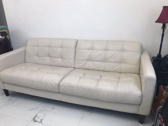 White leather couch,