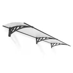 Neo 3 ft. x 9 ft. Gray/Diffused Door and Window Fixed Awning