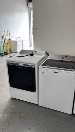 Maytag Top Load Washer + Electric Dryer Set – White, Glass Lid