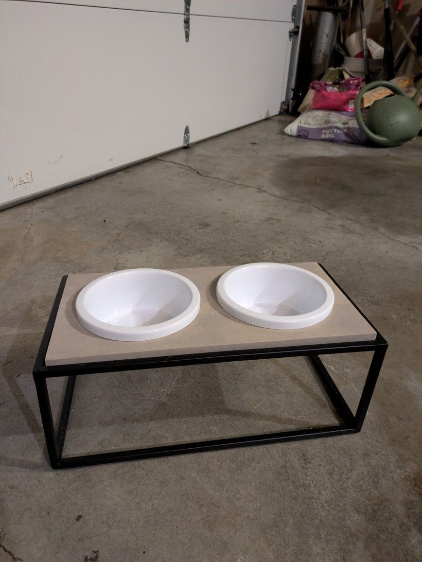 Dual Dog Bowls With Elevated Stand For Small Dogs