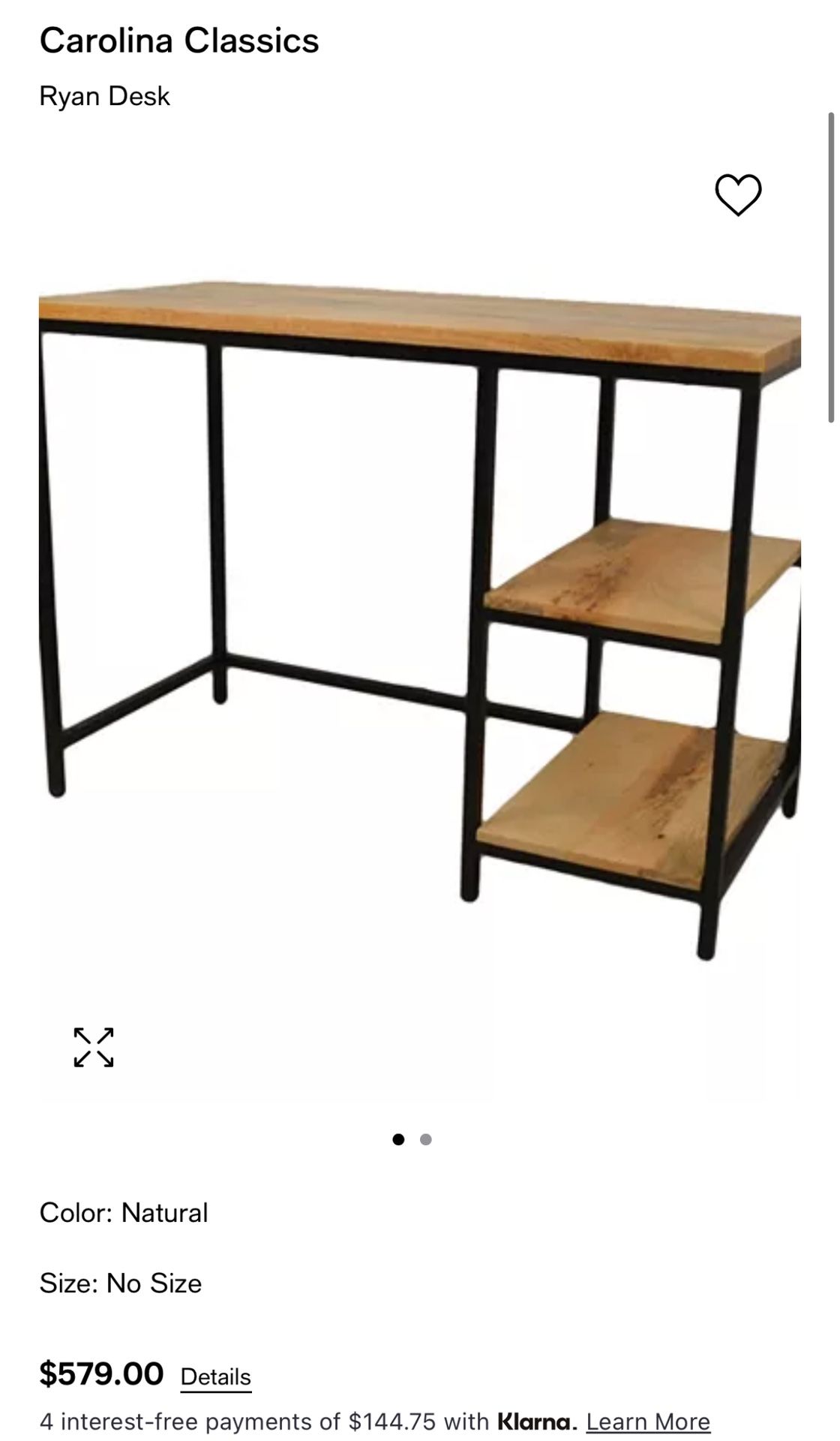 Natural Wood Colored Desk With Black.