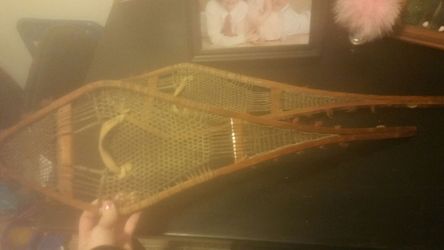 Very old antique snow shoes