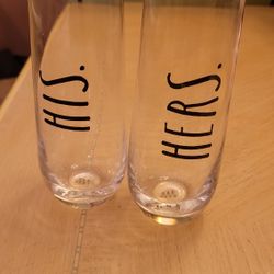 Rae Dunn His & Hers Glasses 