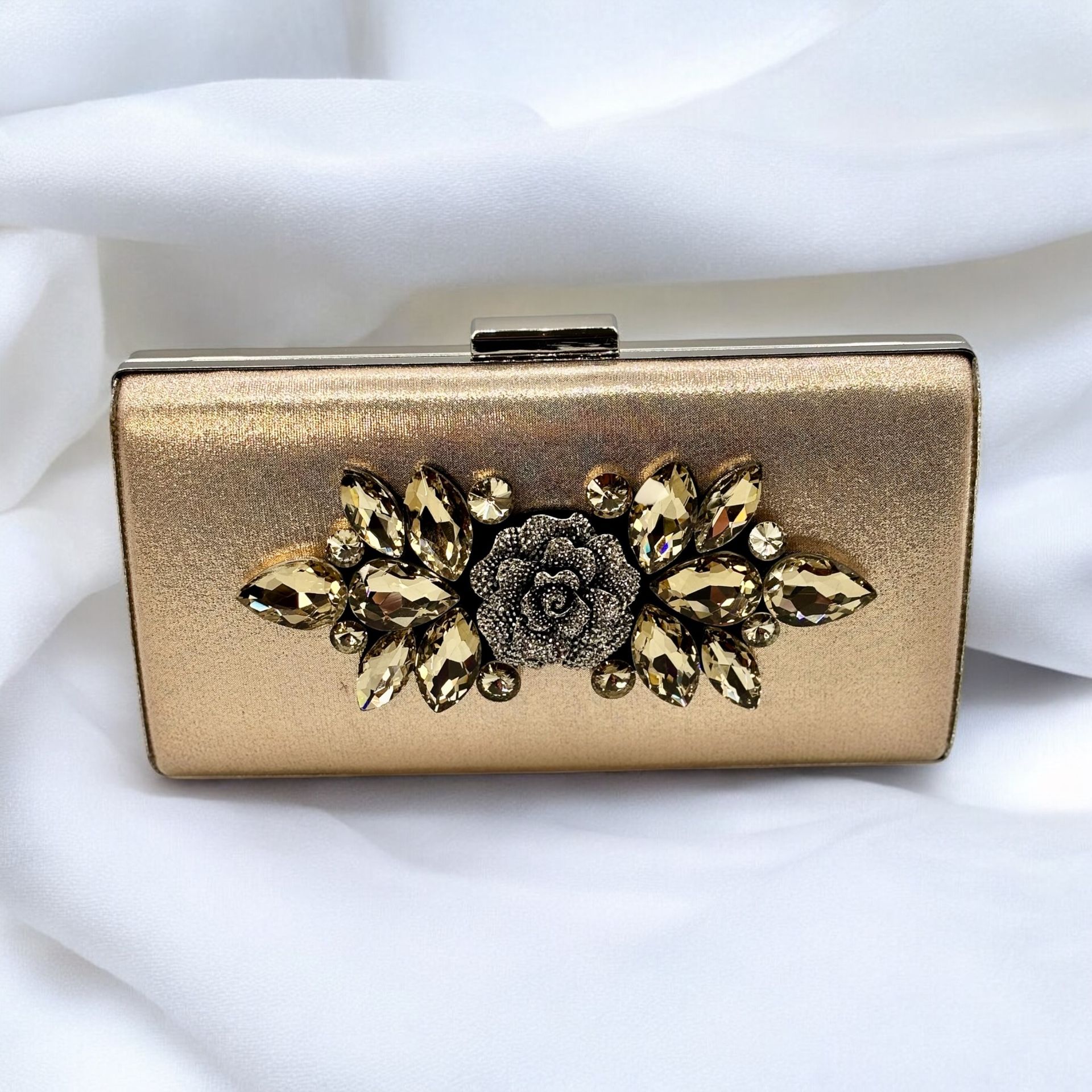 Silver and Gold. Clutch Purse with crystals and Rhinestones 