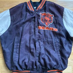 Vintage Chicago Bears Chalk Line Fanimation Graphic Bomber Jacket Men’s Size L