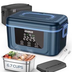 Cordless Electric Lunch Box, 1.6L & 24000mAh Rechargeable Heated Lunch Box with Ice Crystal Box, 24 Hours Scheduled Self Heating Lunchbox For Work
