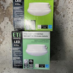 New ETI LED 7” Spin Light With Pull Chain. (2) Available $15 Each. Must Pick Up
