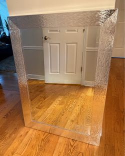Large Metallic Silver Wall Mirror