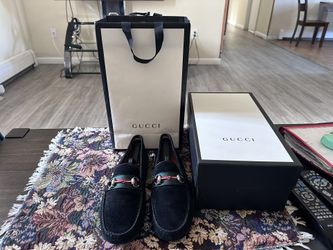 Gucci Horsebit Luxury Black Suede Leather Moccasin Driving  display picture 1