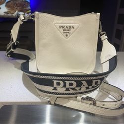 White PRADA Leather Mini Shoulder Bag