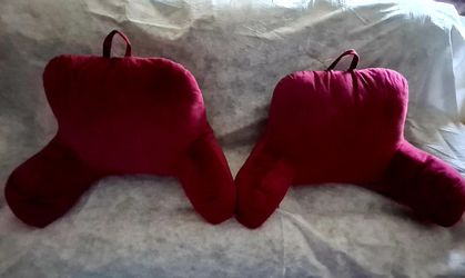 Red Faux Fur Plush Bed rest Pillows