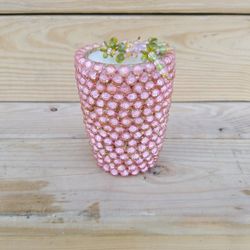 Hand Made Beaded Pink Candle