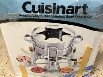 Cuisinart Rotating Lazy Susan Stainless Steel Fondue Set. 