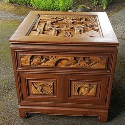 Oriental Side Table with Storage - Pending Pickup 