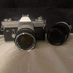 Canon FTb QL  camera + 50mm 1:1.4 Lens + Nikon 135mm 1:3.5 Lens