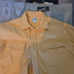 LL Bean Mens Chamois Thick Flannel Shirt Yellow L Regular Long Sleeve Outdoor 