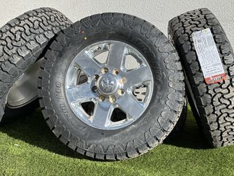 18” Silver Dodge Ram 3500 wheels oem tires Ram 2500 Longhorn rims 8x6.5 A/T Goodyear 8x165.1