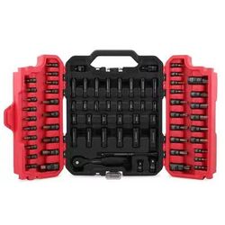 73-Piece Hex Torx Bit Impact Socket-Set, Master Impact Socket Set, SAE Metric Deep Shallow Sockets Torx Bit Sockets Includes Ratchet Handle, Adapters,