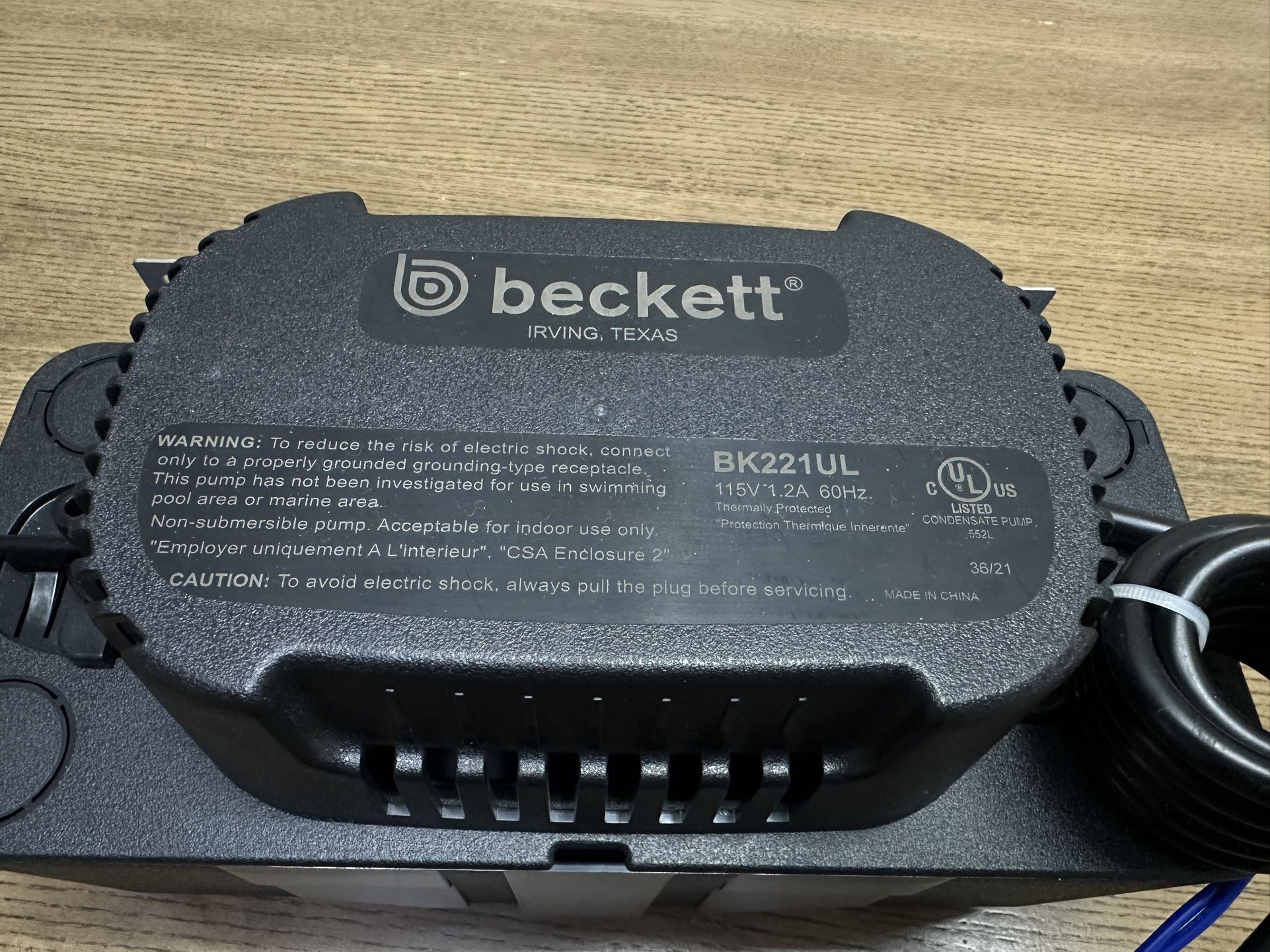 ⚙️ Beckett BK221UL Condensate Pump 115V 22’ Lift – Open Box (Unused, Working)