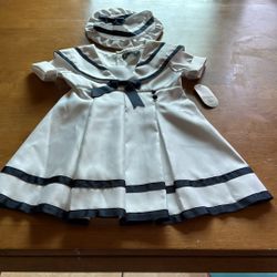 3t Girl dress Nautical Sailor dress With Matching Hat