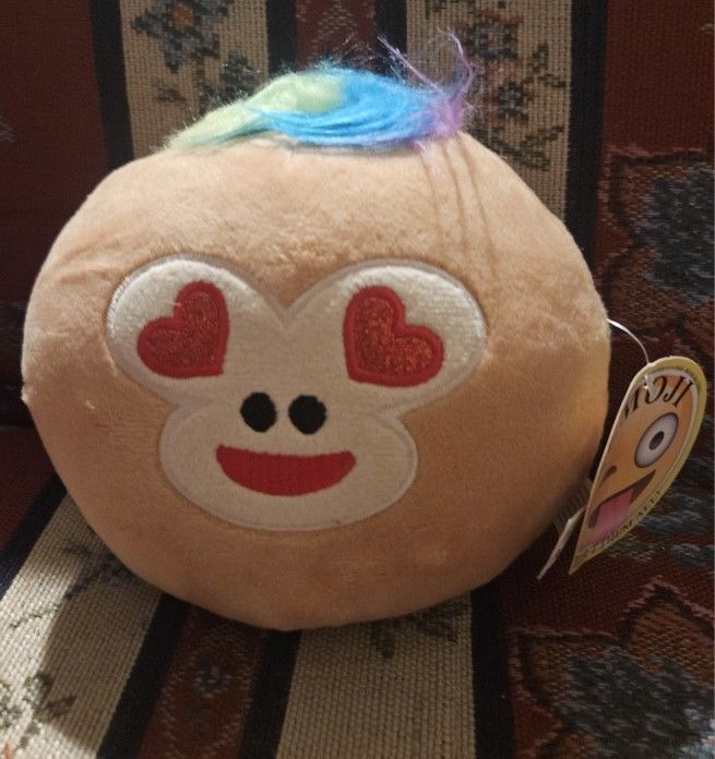 VALENTINES DAY MONLEY EMOJI RED HEART EYES PLUSH TOY 6"