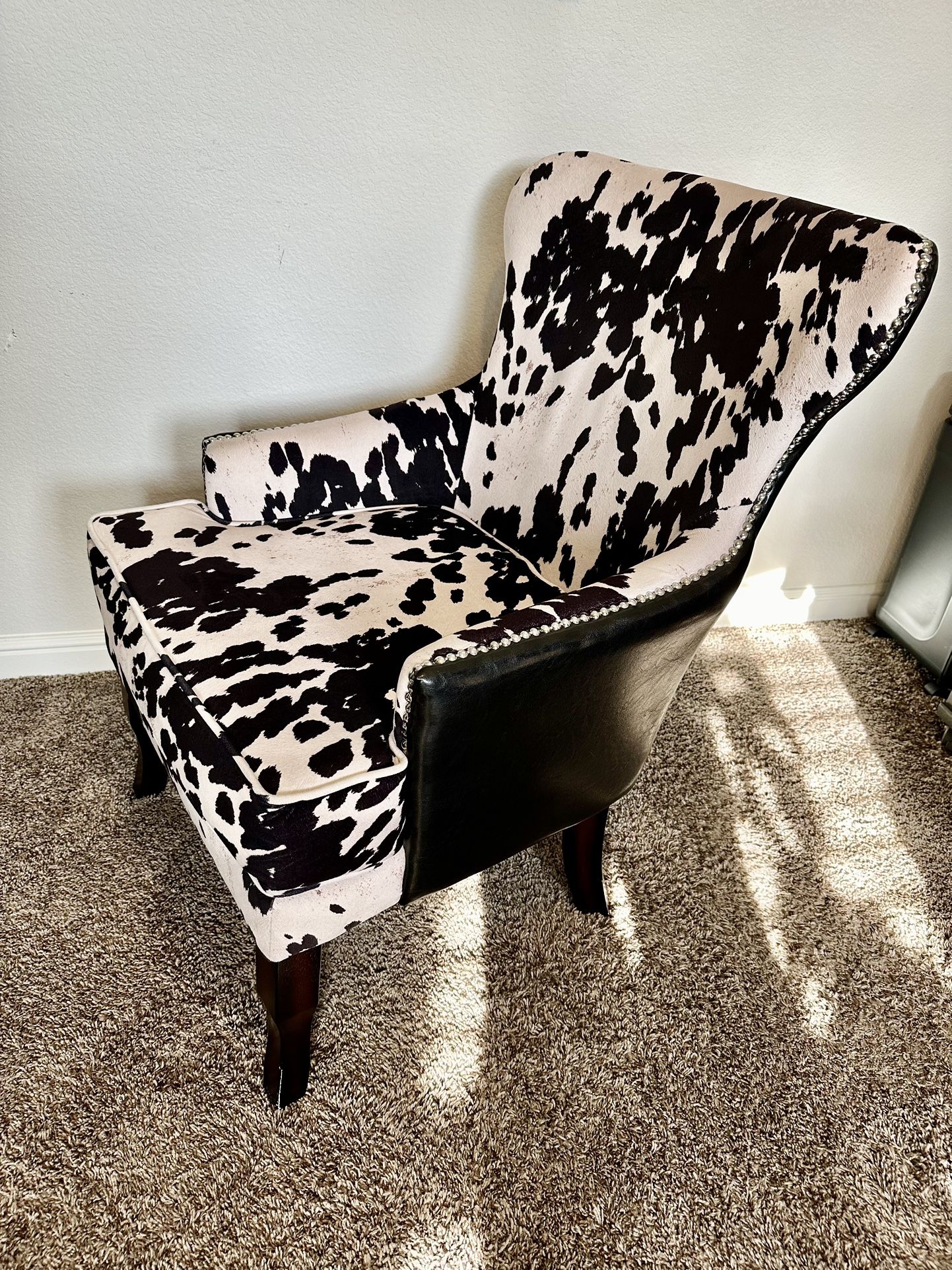 Faux Cow Hide Accent Wingback Chair