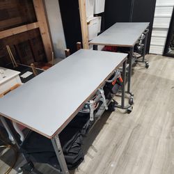 2 Heavy Duty Work Tables With Shelf