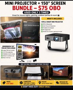 Mini Projector + 150” Screen Bundle