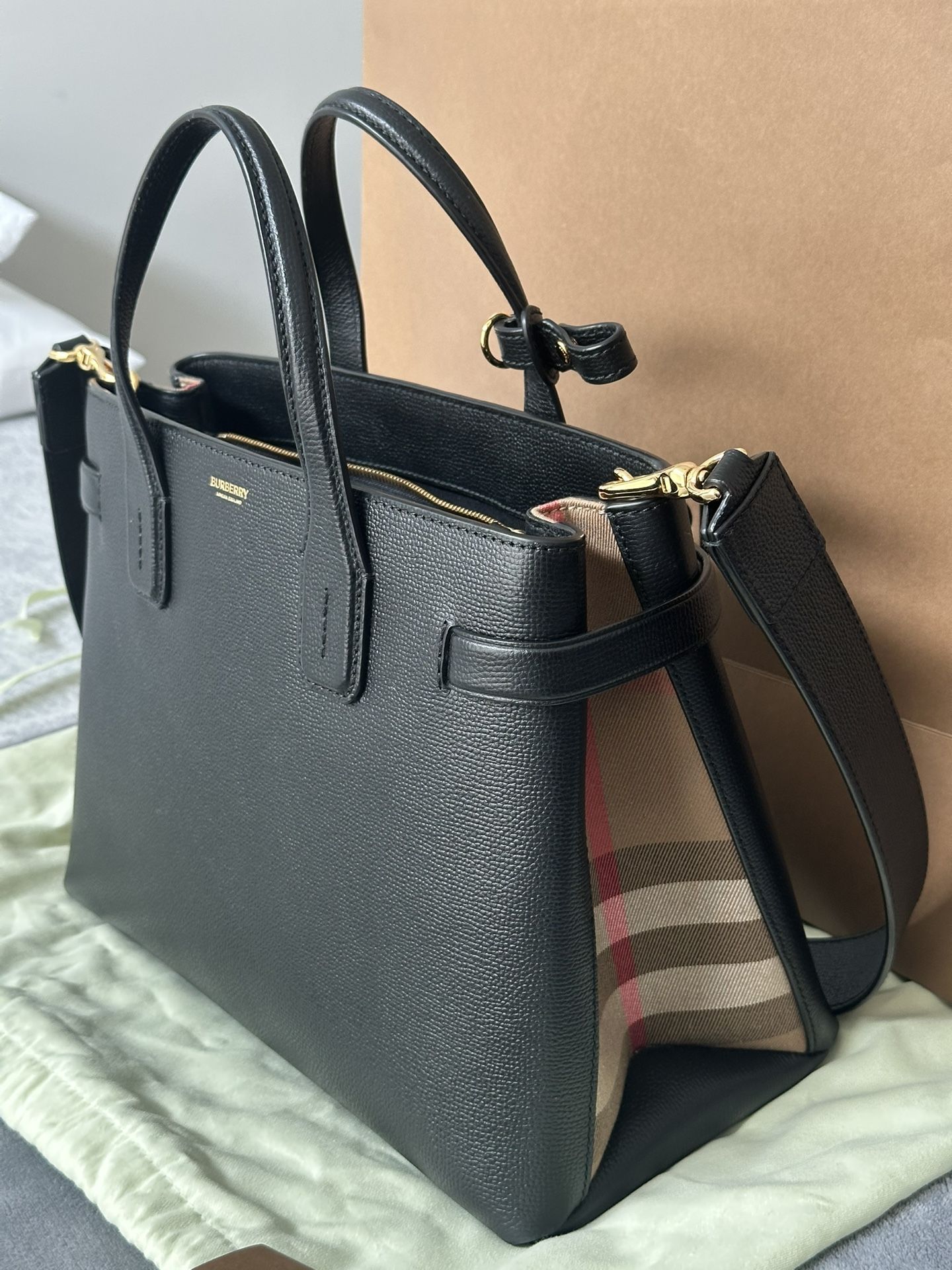 Burberry Black Leather Tote Bag