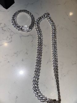 Iced Out Cuban Link Chain and Bracelet Set