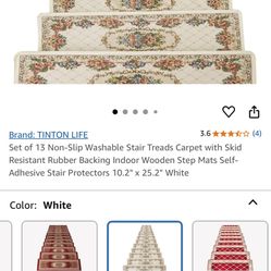Set of 13 Non-Slip Washable Stair Treads Carpet with Skid Resistant Rubber Backing Indoor Wooden Step Mats Self-Adhesive Stair Protectors 10.2" x 25.2