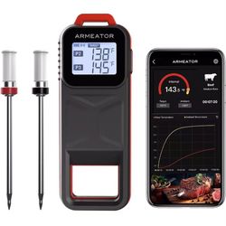 Meat Thermometer for Grilling, Smoking & Cooking – Dual Probe Wireless Smart BBQ Thermometer with App, Long Range, Rechargeable, Water-Resistant, for 