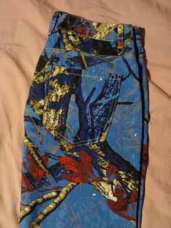 Men's blue camo denim jeans