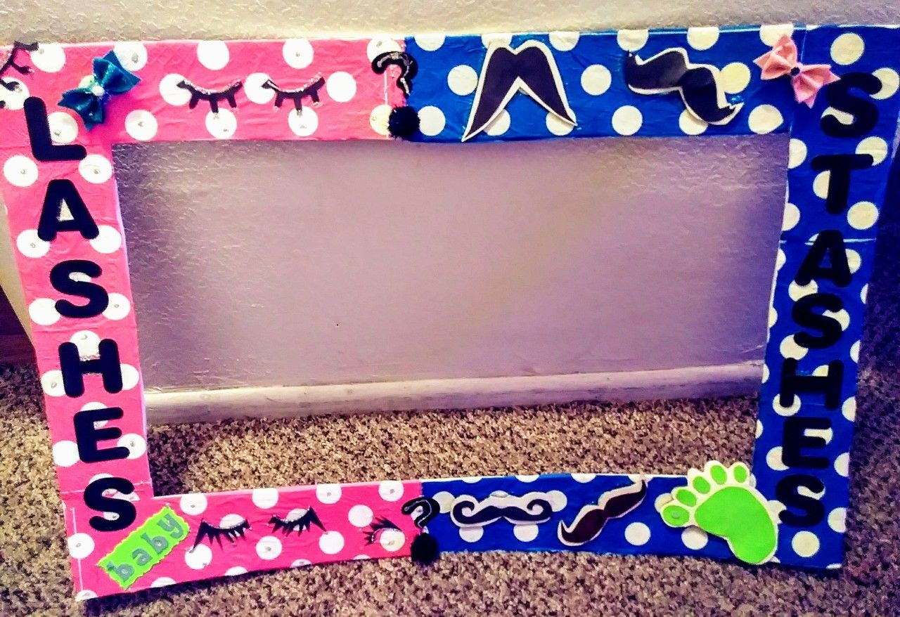 Stashes & Lashes Gender Reveal Photo Booth Frame/Prop-$20