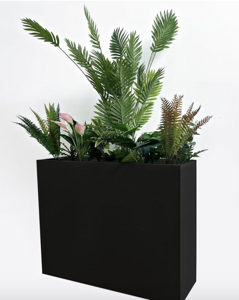 Tall Black Metal Rectangular Planter for Outdoor Patio/ Porch 38" x 13" 30" - New in Box