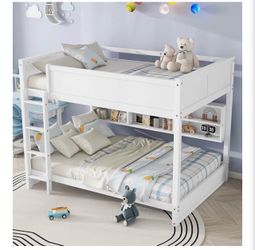 White Queen over Queen Bunk Bed