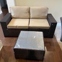 Rattan Sofa And Coffee Table 