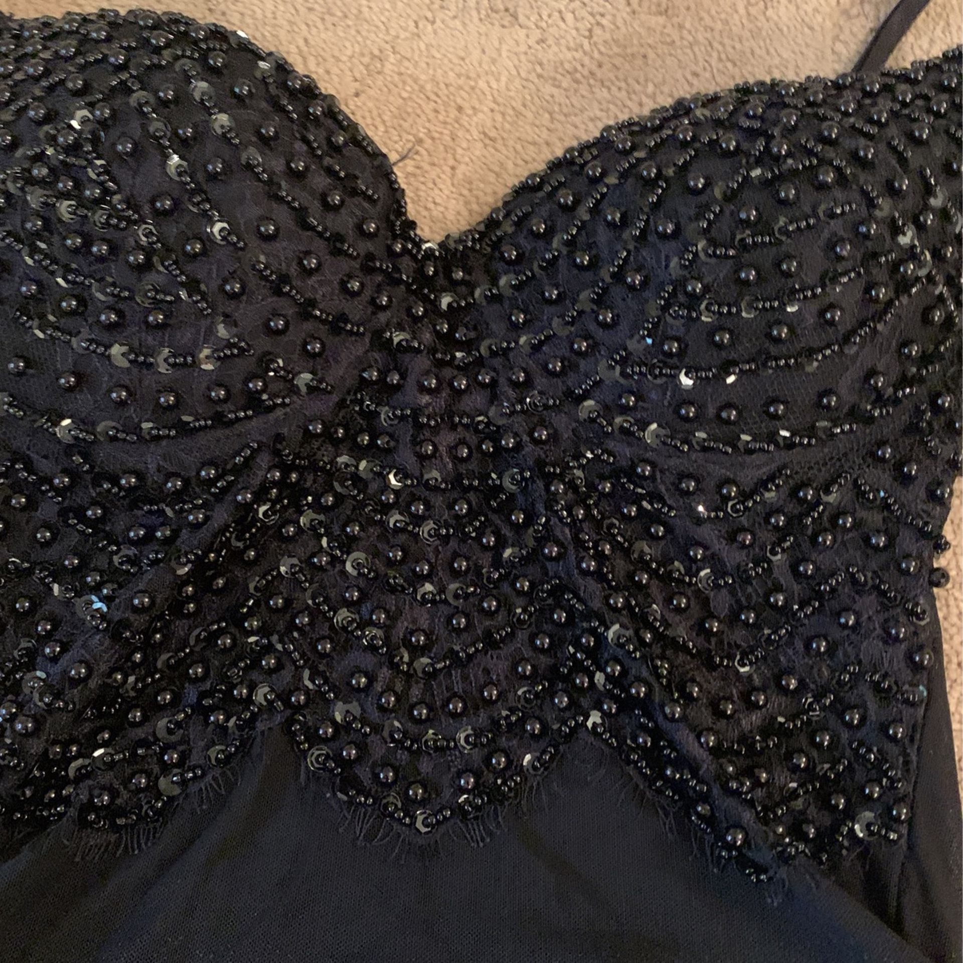 Black Beaded  Bodysuit