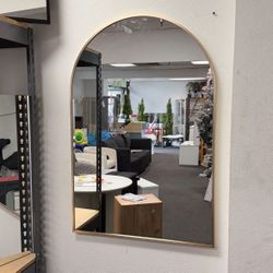 New  24”x36" Gold Arched Bathroom Mirror. Metal Frame Vanity Mirror