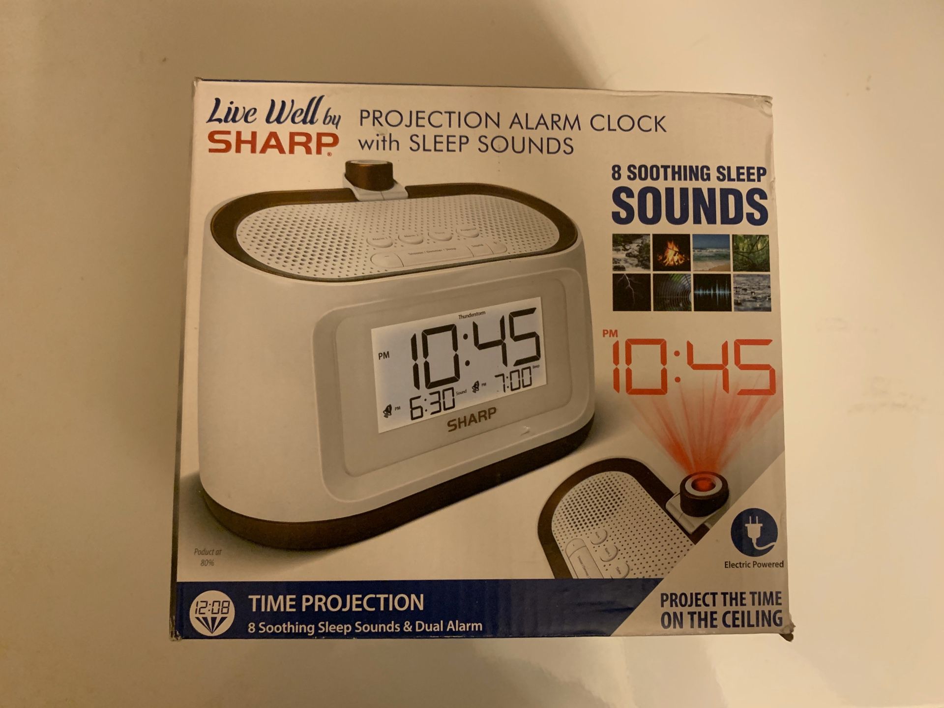 New Sharp Projection Alarm Clock with Soothing Nature Sleep Sounds – Easy to Read Projection on Wall or Ceiling – 8 Sleep Sounds to Help Fall Asleep