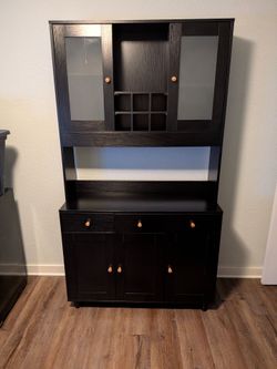 Black Buffet Cabinet with Hutch
